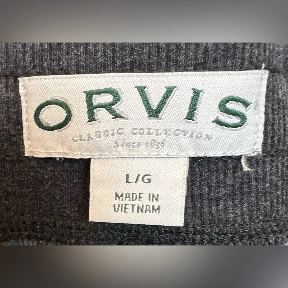 Orvis Sweatpants Joggers Mens Large Gray Pants Lounge Pocket Drawstring Stretch